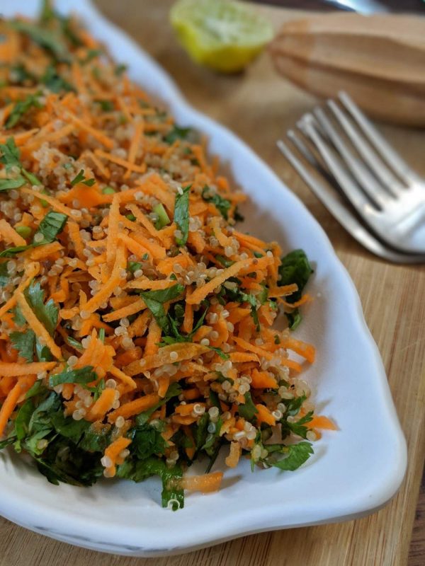 5 Ingredient Carrot Coriander Quinoa Salad - Vegan and Glutenfree